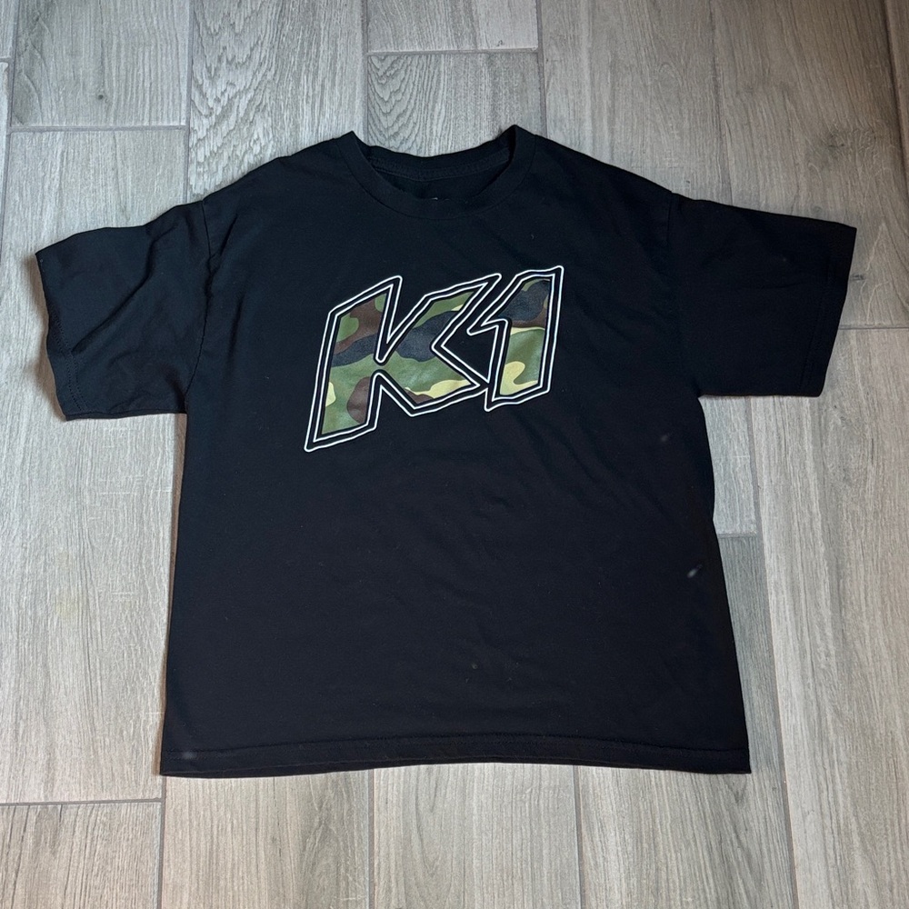 Black Kids T-Shirt with Camouflage Print